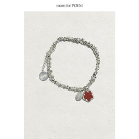 moreforPOEM 幸运红玛瑙花朵手链戒指重工925银本命年开运礼物