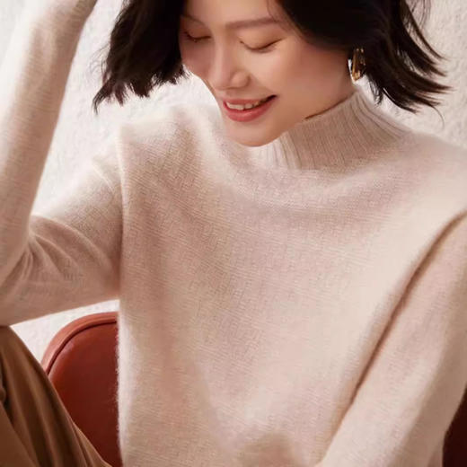 【高货QJ】全新升级【铂金会员367/天猫489/差价122】(54245) 洛诗琳秋冬新款半高领山羊绒针织打底衫女上衣 商品图0