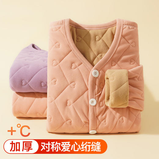 【加绒加厚】秋冬妈妈装中老年大码开衫保暖内衣女时尚印花上衣女6610女士绗缝开衫上衣 商品图1