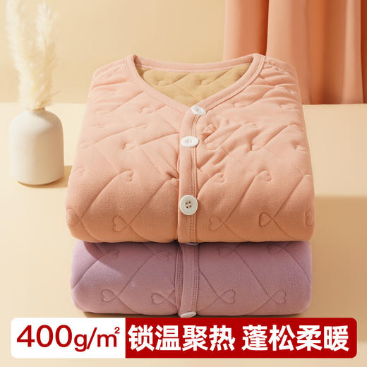 【加绒加厚】秋冬妈妈装中老年大码开衫保暖内衣女时尚印花上衣女6610女士绗缝开衫上衣 商品图3