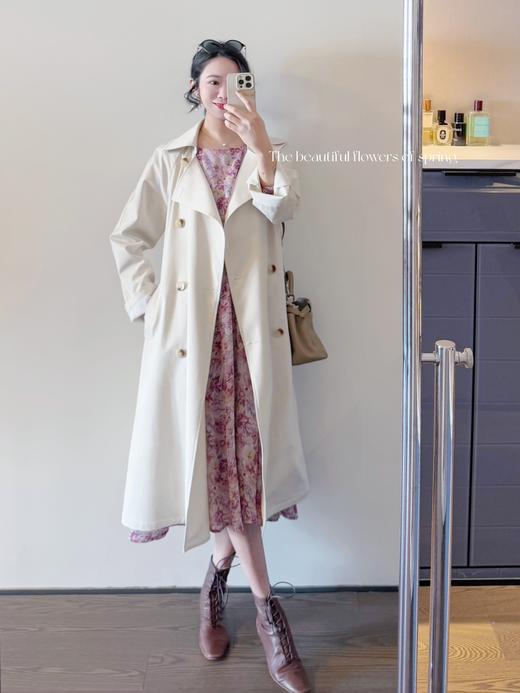 "论一件风衣的含金量 " 内里全包边抗皱工艺一流天丝棉双排扣风衣 茶白色 商品图2