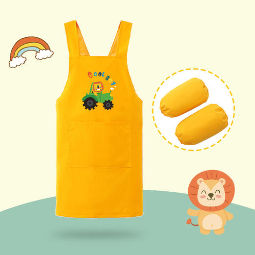 【套头背带，穿脱简单方便】男女孩罩衣画画衣 防水长袖厨房反穿衣 中大童幼儿园绘画宝宝围衣-QQ 商品图5