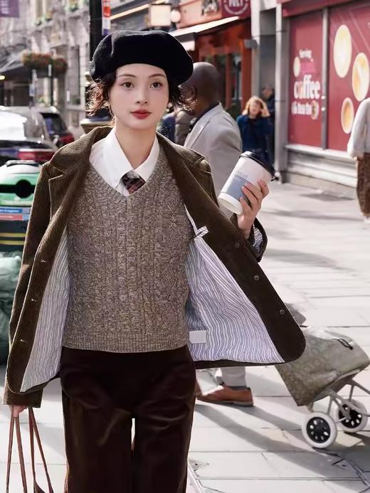 浮生八记/24C109/英伦复古全棉立裁好版型灯芯绒短版西装 商品图1