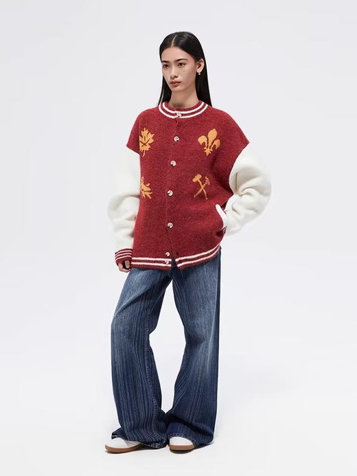 FMACM/ZZS2416/“棒球服” 复古纹章提花针织开衫 商品图1