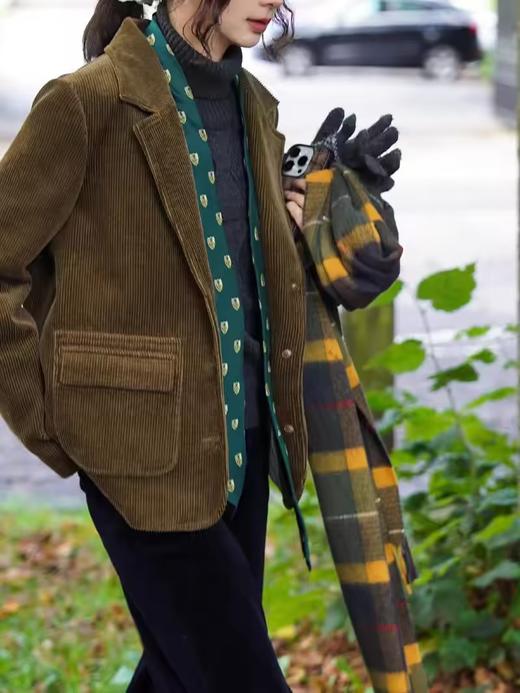 浮生八记/24C109/英伦复古全棉立裁好版型灯芯绒短版西装 商品图0