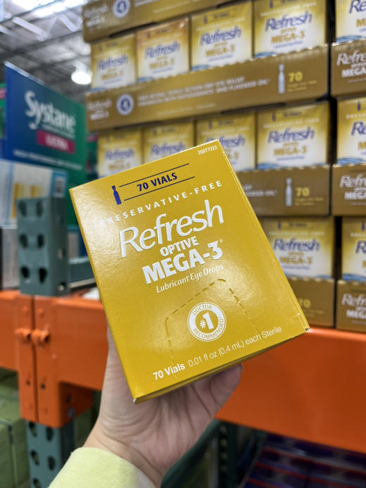 #1医生第一推荐👍Refresh mega-3 润滑滴眼液 70支装 恢复眼睛活力 适用于干眼症、用眼疲劳 不含防腐剂 商品图4