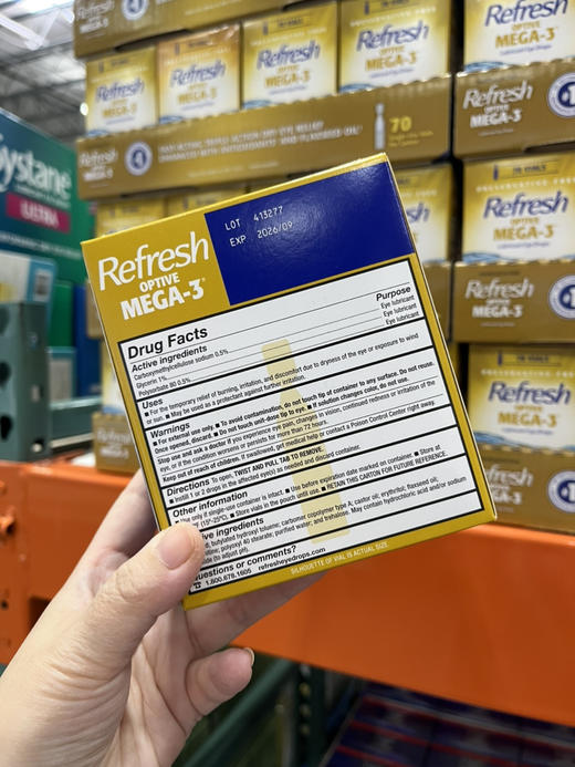 #1医生第一推荐👍Refresh mega-3 润滑滴眼液 70支装 恢复眼睛活力 适用于干眼症、用眼疲劳 不含防腐剂 商品图1