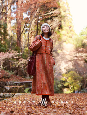 PETIT SCHAN小闪 CLO#690 Earnestly and sincerely 橙心橙意 纯羊毛费尔岛提花茧形连衣裙