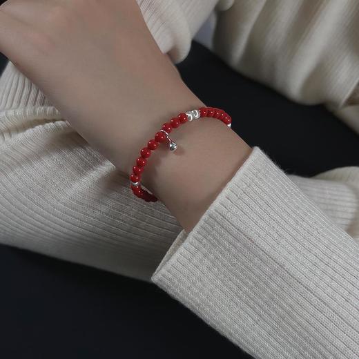 ELOANE GALLERY落岸 天然朱砂纯银水滴吊坠红色手链（7天内发货） 商品图4