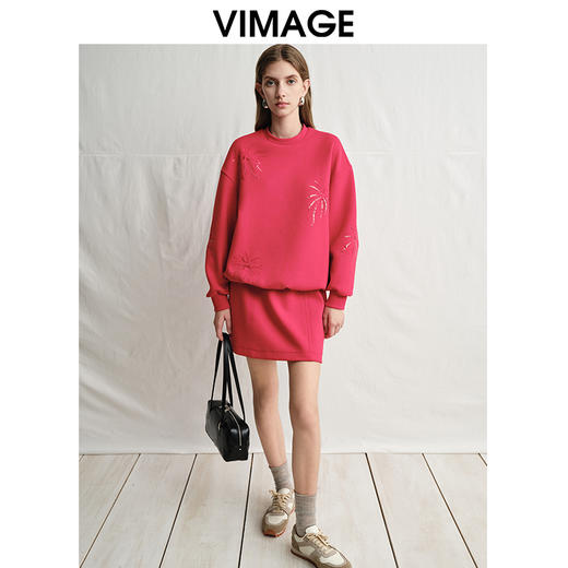 VIMAGE纬漫纪时尚休闲百搭高腰显瘦a字短裙半身裙春季新款V2306903 商品图1