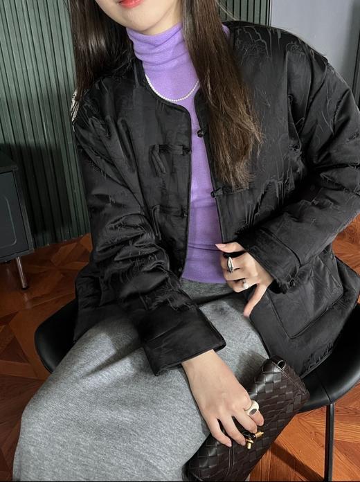 顺丰包邮洛诗琳55802暗纹提花~新中式国风盘扣圆领夹棉外套52603 商品图5