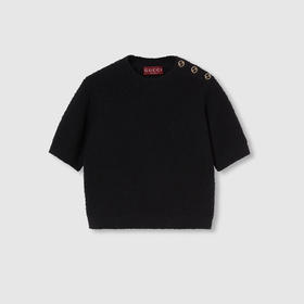 GUCCI 古驰 女士羊毛结子绒圆领针织短袖T恤 黑色 797891 XKD8E 1000