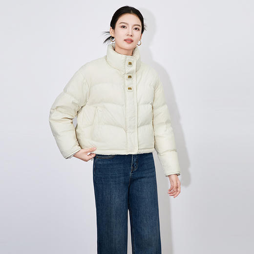 【高货wl】全新升级【铂金会员514/天猫699/差价185】(51055) 洛诗琳冬季新款复古鸭绒立领时尚通勤保暖加厚羽绒服短款面包服 商品图2