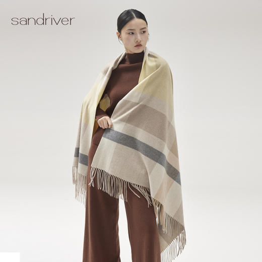 羊绒格纹提花披毯SJF95P620N 商品图6