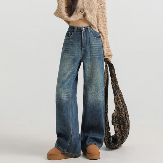 馥迦复古拖地牛仔阔腿裤 商品图3