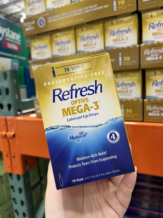 #1医生第一推荐👍Refresh mega-3 润滑滴眼液 70支装 恢复眼睛活力 适用于干眼症、用眼疲劳 不含防腐剂 商品图0