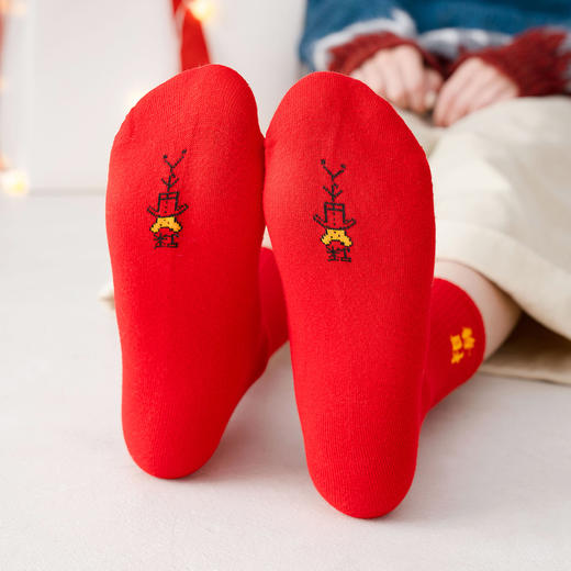 【鸿运袜】单双装秋冬保暖棉袜婚嫁喜庆本命红袜子中筒棉袜女袜子招财纳福袜 商品图2