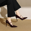 OLD25004 尖头超高细跟法式气质性感一字带浅口单鞋女2025春秋新款黑色水钻 商品缩略图2