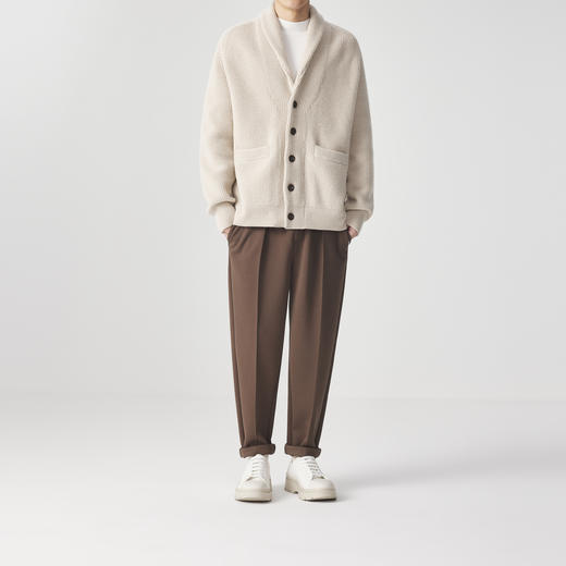 墨麦客男装双口袋青果领针织夹克冬季新款绵羊毛复古外套男20712 商品图4