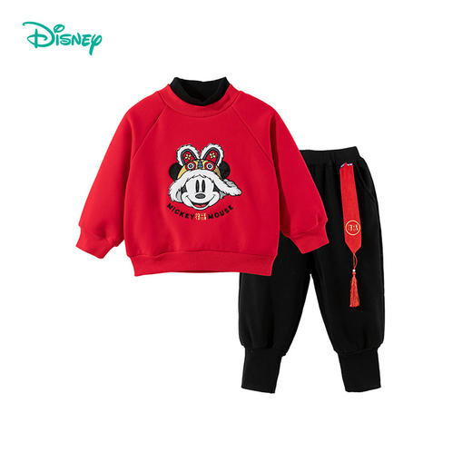 迪士尼宝宝童装男童米奇套头卫衣保暖长裤两件套秋冬季加绒卫衣套ZD1ET003 商品图4
