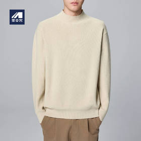 墨麦客男装加厚莫代尔半高领毛衣男士2024冬季新款纯色针织衫外套