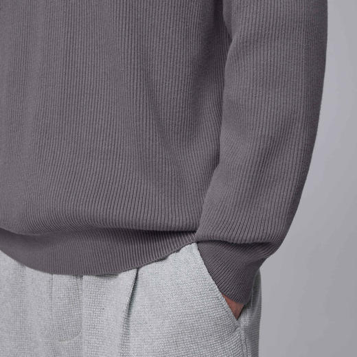 墨麦客男装竖条肌理V领针织衫男士2024冬季新款宽松打底衫毛衣男 商品图4