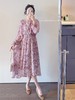 满园春色 水彩晕染感印花 打揽工艺收腰前短后长优美连衣裙 花色 商品缩略图3