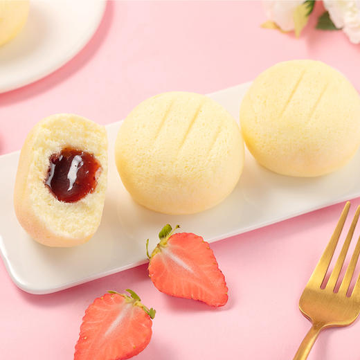 熙世界严选✘港荣草莓蒸蛋糕480g 儿童零食小吃休闲食品健康夹心小面包早餐零食 商品图3