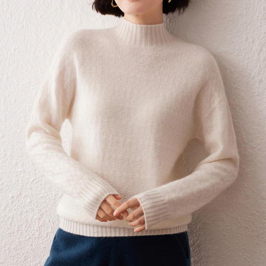 【高货QJ】全新升级【铂金会员367/天猫489/差价122】(54245) 洛诗琳秋冬新款半高领山羊绒针织打底衫女上衣 商品图5