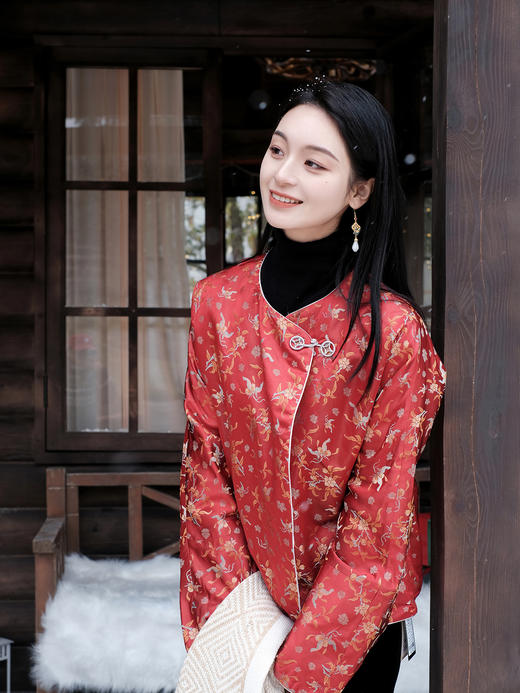 盛唐牡丹 |宋锦散花纹夹棉外套 商品图2