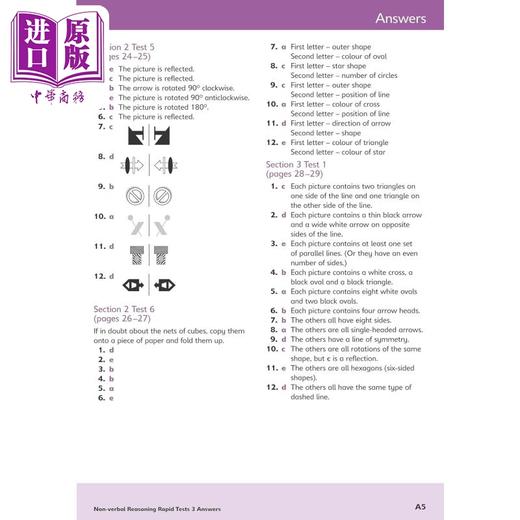 【中商原版】英国S&S教辅 11+ Non-verbal Reasoning Rapid Tests 3 非语言推理快速测试3 有答案 8-9岁英文原版CEM GL考试适用 商品图4