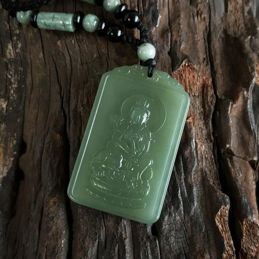 【天然正品】天然精品无杂裂青海料观音造型和田玉吊坠项链19.2*29.9*8.5MM（皆取最大值）男士现售价：980特价！051124NJM02 商品图3