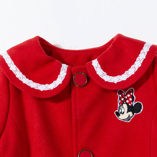 迪士尼秋冬新款女童毛呢学院风中长款夹棉外套中大童棉服214DS0226 商品图4