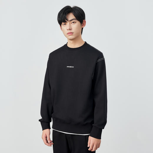 墨麦客男装重磅双面纹圆领卫衣春季新款立体胶印宽松上衣男55497 商品图1