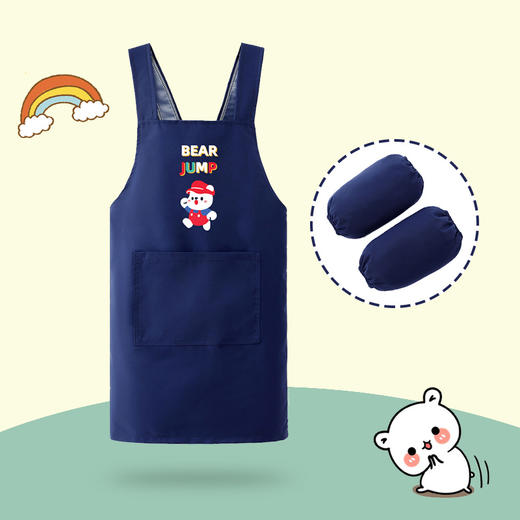 【套头背带，穿脱简单方便】男女孩罩衣画画衣 防水长袖厨房反穿衣 中大童幼儿园绘画宝宝围衣-QQ 商品图9