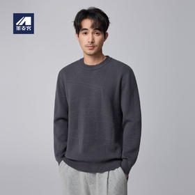 墨麦客男装不规则线条提花圆领针织衫男士2024冬季微阔宽松毛衣男