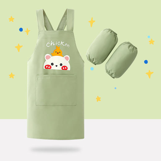 【套头背带，穿脱简单方便】男女孩罩衣画画衣 防水长袖厨房反穿衣 中大童幼儿园绘画宝宝围衣-QQ 商品图11