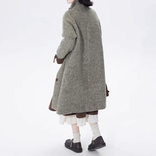 裁缝学苑AQ402高级感立领夹棉毛呢大衣女秋冬中长款加厚复古呢子外套 商品图1