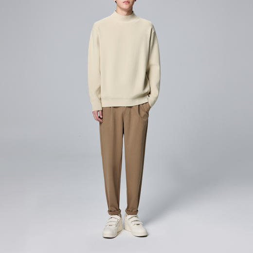 墨麦客男装加厚莫代尔半高领毛衣男士2024冬季新款纯色针织衫外套 商品图4