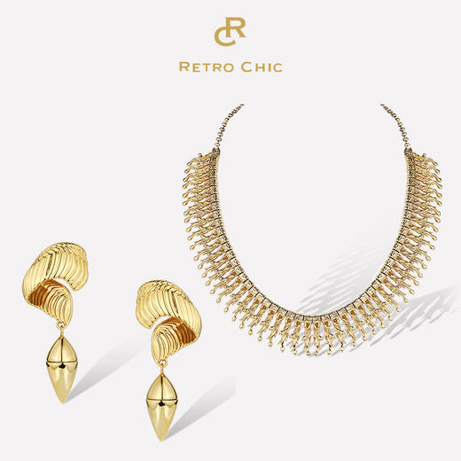 【辛芷蕾同款】Retro Chic | 金色圣蛇项链&鹰羽耳环套装 商品图0