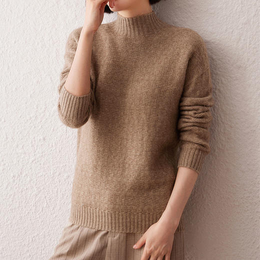 【高货QJ】全新升级【铂金会员367/天猫489/差价122】(54245) 洛诗琳秋冬新款半高领山羊绒针织打底衫女上衣 商品图6