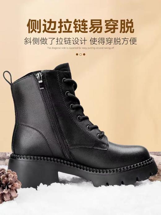 【3515强人冬季加绒女款马丁靴】女款加绒牛皮粗跟马丁靴3515 商品图4