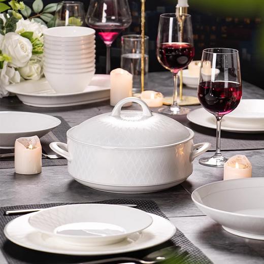 碗碟套装家用新款骨瓷餐具套装碗盘轻奢高档碗具组合送礼碗碟陶园梦-碧波微澜10人用50头骨质瓷餐具 商品图1