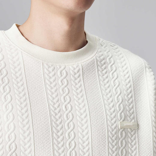 墨麦客男装麦穗提花男士休闲圆领卫衣2024秋季新款宽松微阔外套男 商品图2