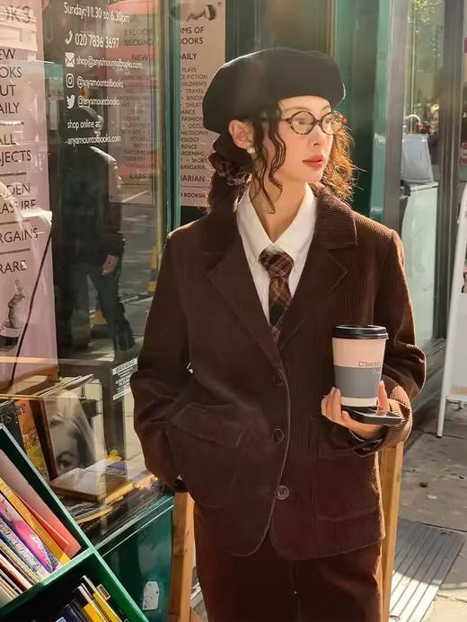 浮生八记/24C109/英伦复古全棉立裁好版型灯芯绒短版西装 商品图3