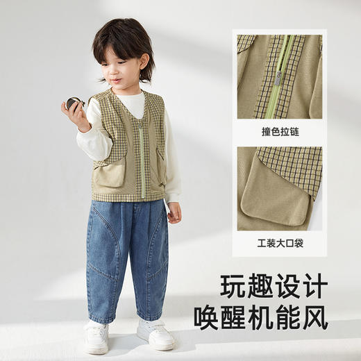 【商场同款】英氏儿童马甲春夏透气工装休闲马夹纯棉背心2025新款 商品图3