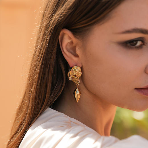 【辛芷蕾同款】Retro Chic | 金色圣蛇项链&鹰羽耳环套装 商品图3