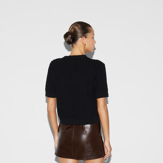 GUCCI 古驰 女士羊毛结子绒圆领针织短袖T恤 黑色 797891 XKD8E 1000 商品图2