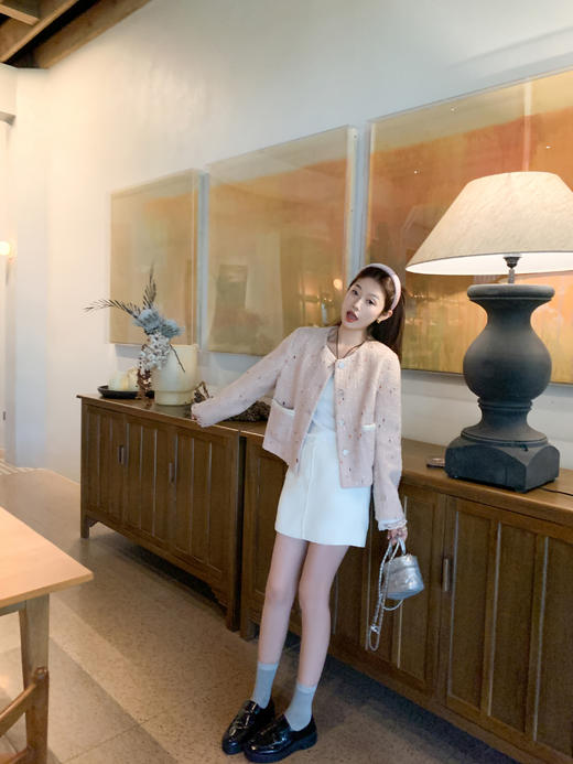 <曾小咸推荐>新品现货秒杀！卖完下架不再补 ！微信粉丝打折价！！粉色小香风外套开衫 日常239.99/件 立减80 秒杀159.99/件！！ 商品图9