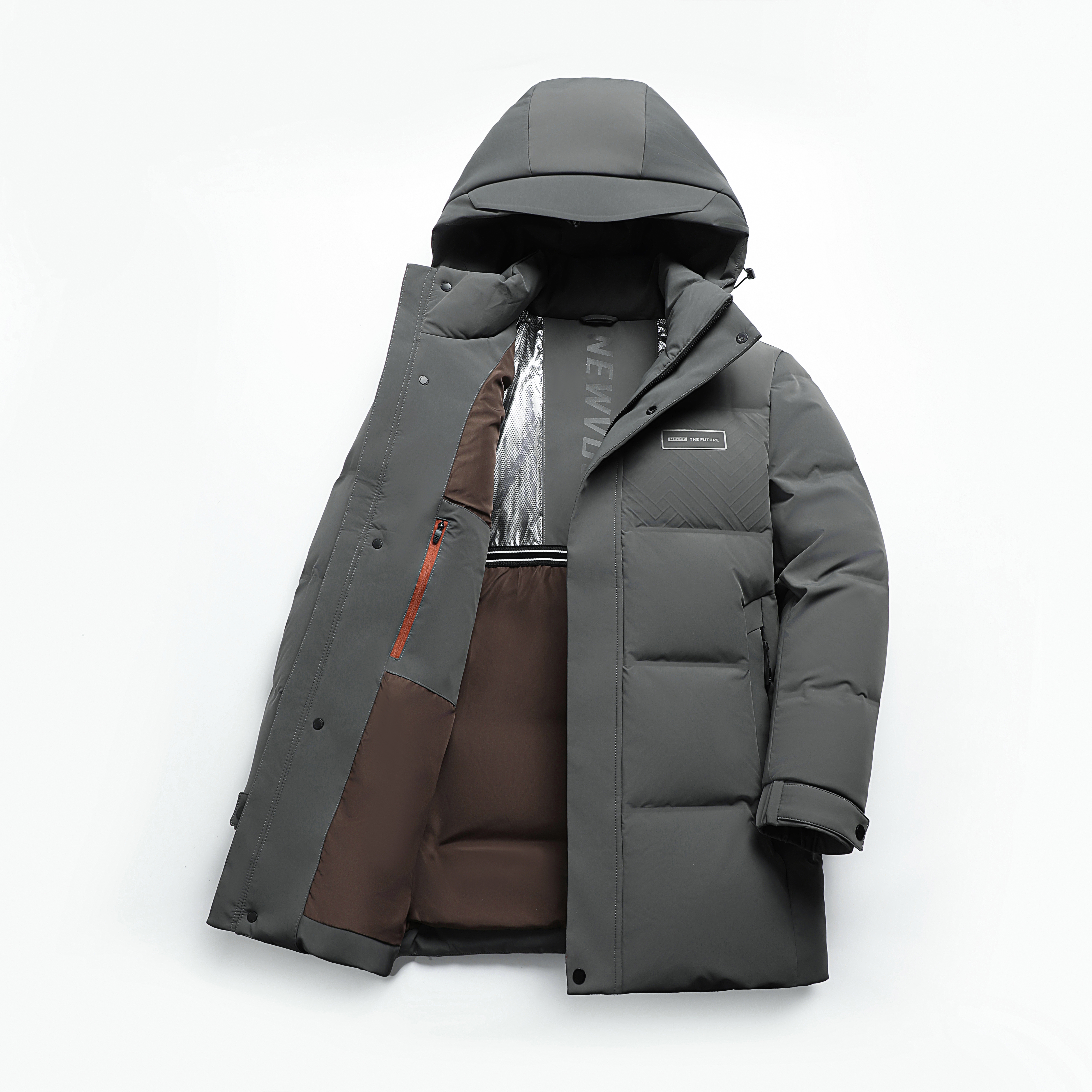 【连帽可脱卸加厚羽绒服】占姆士男士秋冬连帽可脱卸中长款羽绒服   一款两色 灰色&黑色